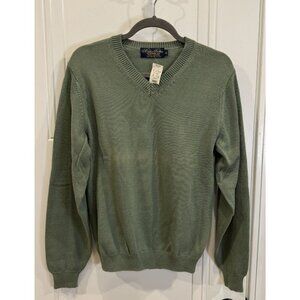 NWT Men's Brooks Brothers XL Olive V-Neck Cotton Sweater Classic Preppy Timeless